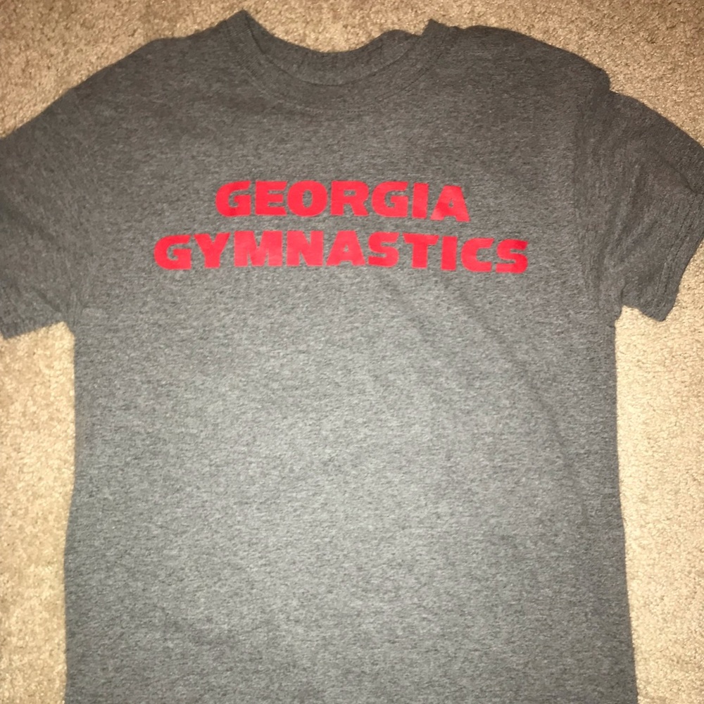 grey and red georgia gymnastics t-shirt